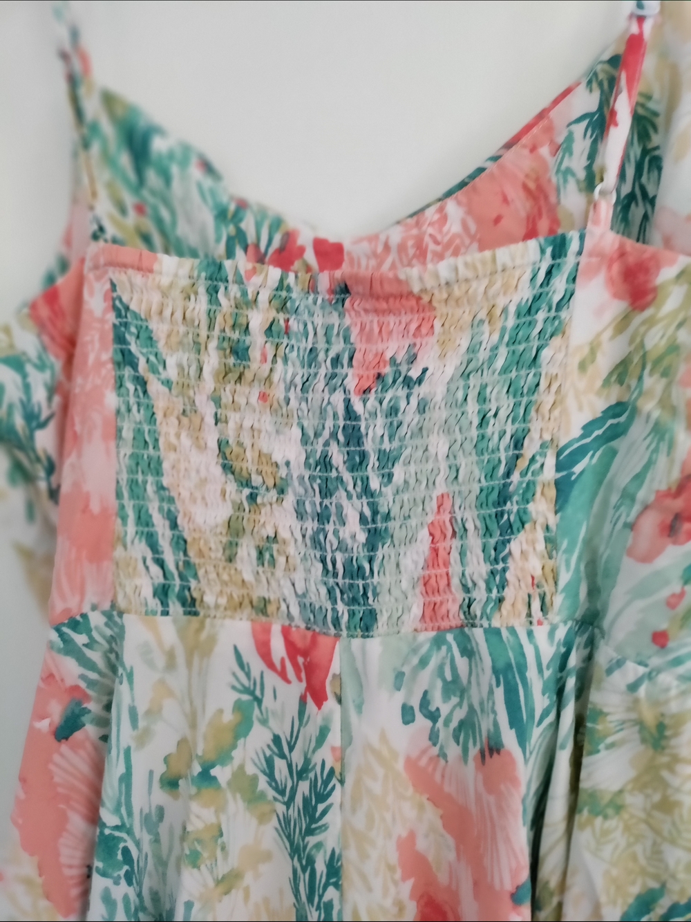 Old Navy Coral & Teal Floral Spaghetti-Strap Dress - Picture 5 of 6